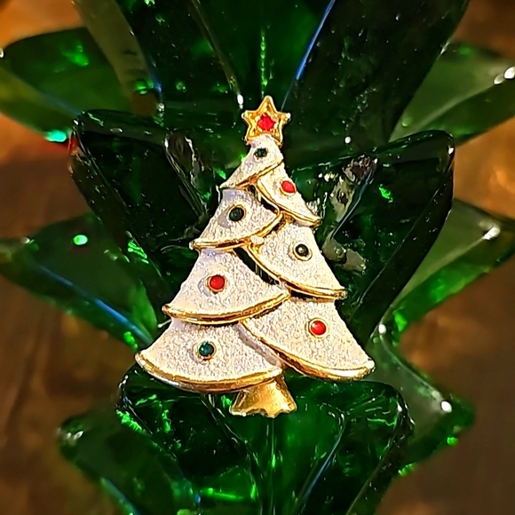 Source Unknown Jewelry - VINTAGE Glitter Christmas Tree Brooch